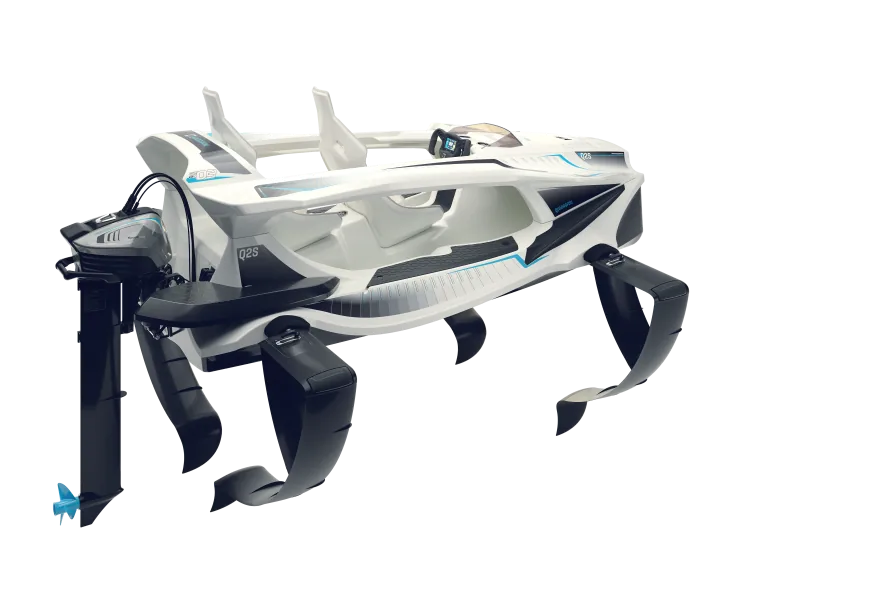 Quadrafoil Q2S vu de trois quarts avant, foils déployés