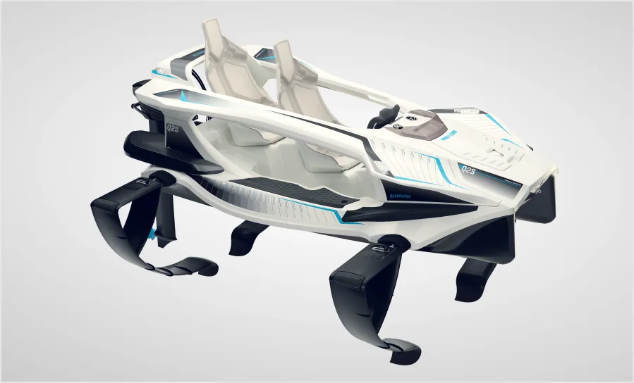 Vue de trois quarts du Quadrafoil Q2S en configuration de vol